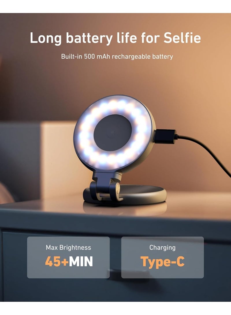 TELESIN° Magnetic Selfie Light with Mirror, 360° LED Fill Light for iPhone Magsafe & Non-Magsafe Phones, 3 Color, Height Adjustable - Image 3